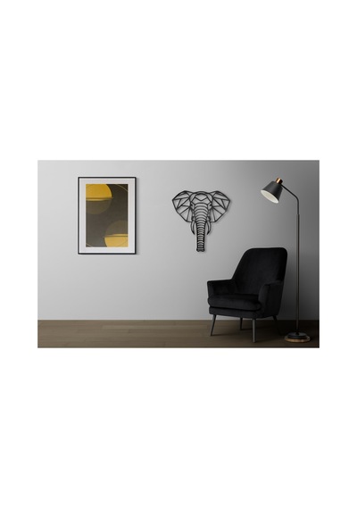 Kk Swords Fil Figürlü Siyah Ahşap Tablo 45x45