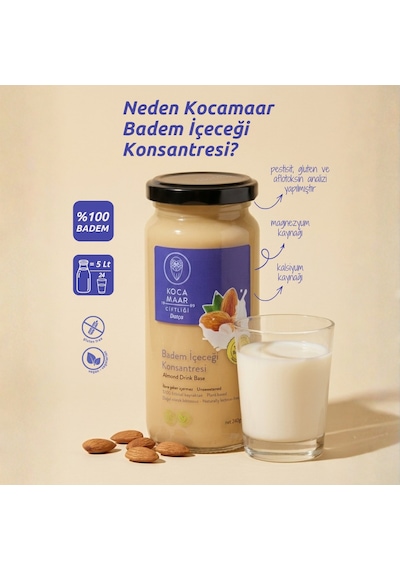 Kocamaar Badem İçeceği Konsantresi %100 Badem 240 G