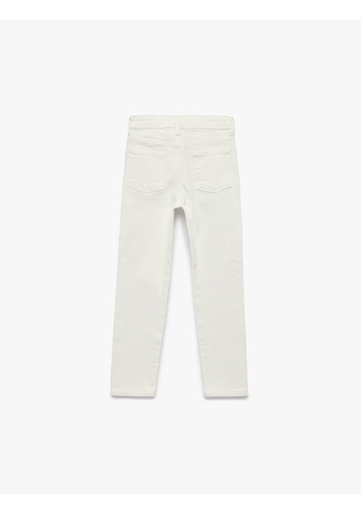Koton Normal Bel Pamuklu Straight Jean Pantolon Beyaz 6skb40015td