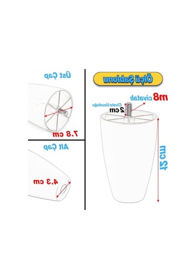 4 Adet Oval Plastik Ayak - 12 Cm Beyaz Mobilya Ayağı 6395751
