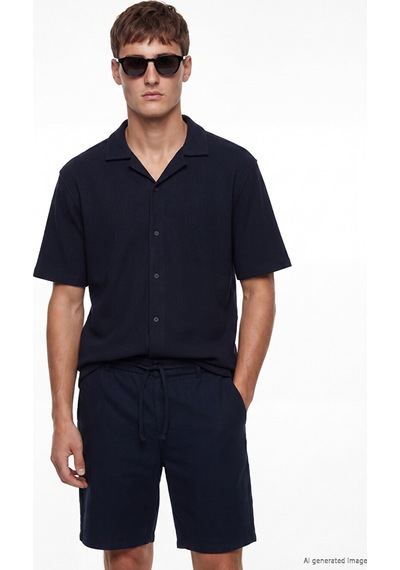 Lcw Vision Lacivert Regular Fit Resort Yaka Erkek Dokulu Gömlek