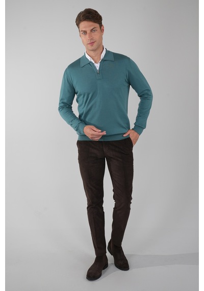 Bisse Polo Yaka Fermuar Detaylı Mint Erkek Yün Triko Tr23knos23211 D50 Mint