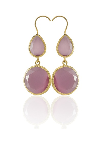Kadir Jewellery 22 Ayar Altın Kaplama Kadın Taşlı Küpe -el İşçiliği Ve Hipoalerjenik Küpe Pembe 29527111