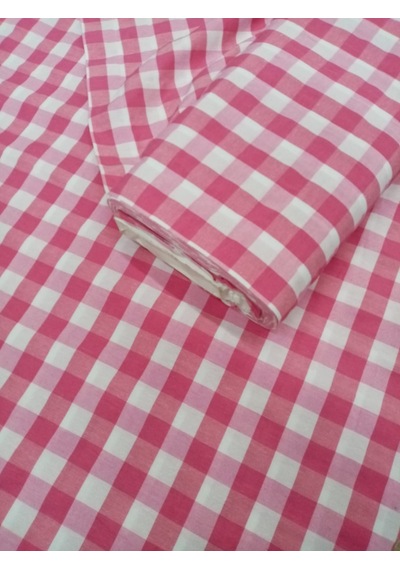 Hayat Home Pembe Kareli Zefir Kumaş Masa Örtüsü Sofra Örtüsü