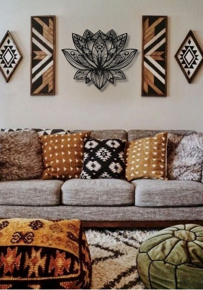 Mandala Lotus Çiçeği Metal Duvar Dekoru