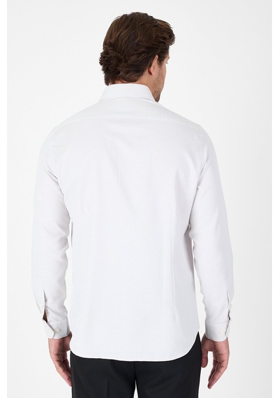 İmza Bej Uzun Kol Sert Yaka Cepsiz Slim Fit Pamuklu Gömlek 1004250225 Bej
