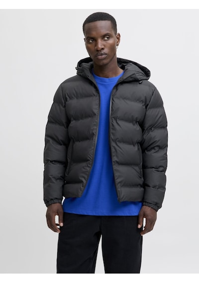 Jack & Jones Jjelements Suni Deri Görünümlü Şişme Mont 12279239 Siyah