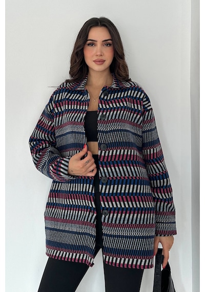 Asprin Fashion Uzun Gömlek Şeritli Siyah
