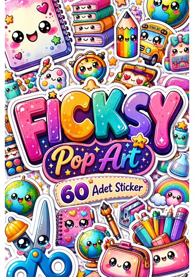 Kawaii Okul Temalı Sticker Seti - 60 Adet Etiket Çıkartma Çok Renkli