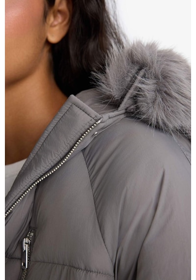 Defacto Su Geçirmez Regular Fit Kapüşonlu Fermuarlı Parka F2965ax25wngr490 Gri-gr490