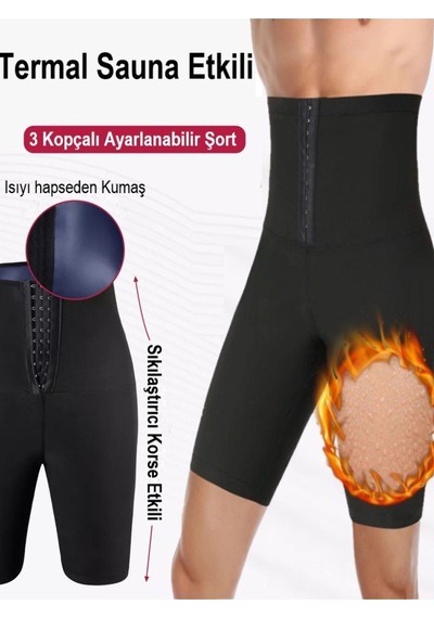 Mistirik Sauna-şort Unisex Yağ Yakan  Termal Giyim Sauna Şort Siyah