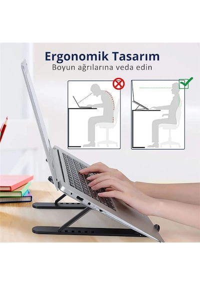 Etashop Katlanabilir Ergonomik Laptop Standı 9",15.6" Notebook Tablet Uyumlu Ayarlanabilir Yükseklik