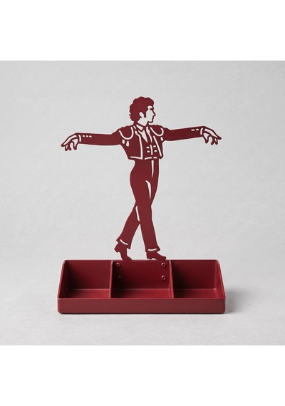 Mens Jewelry Stand & Organizer Flamenco Dancer Valet Tray For Cufflinks, Rings, Watches Black Metal Desk Accessory Gift For Hi Kırmızı