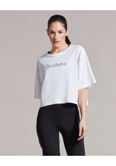 Skechers W Graphic Tee Crew Neck T-Shirt Kadın Beyaz Tshirt S231254-100 Beyaz