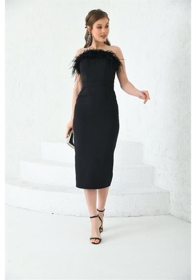 Dip Moda Kadın Straplez Abiye Elbise Dpnbs003 Siyah