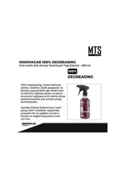 Innovacar 100% Degreasıng Anti Statik Çok Amaçlı Temizleyici Yağ Çözücü Konsantre 500 Ml