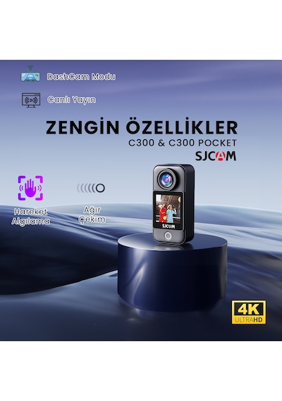 SJCAM C300 4K UHD 2160P Çift Ekranlı Ultra Batarya 2800mAh + 1000mAh WiFi 20MP 154° Aksiyon Kamerası Siyah SJCAM C300 4K UHD 2160P Çift Ekranlı Ultra Batarya 2800mAh + 1000mAh WiFi 20MP 154° Aksiyon Kamerası Siyah