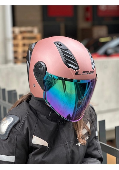 Ls2 Aırflow 2 Rose Gold Kask Gökkuşağı Vizör Spoiler Rose Gold