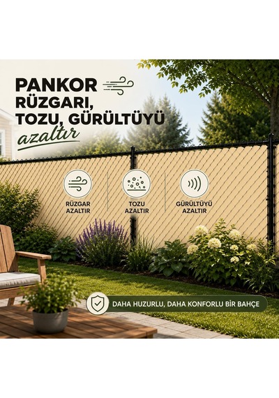 Tr Pvc Çit Şeridi, Örgü Tel Gizlilik Bantları, 650 Gsm, 30 Metre, Ral 1015 Krem Renk