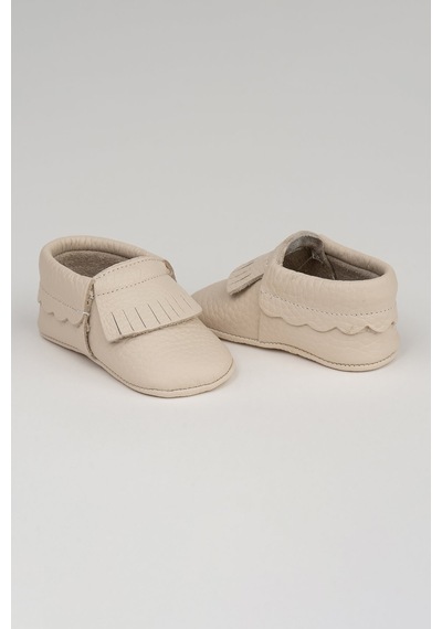 Beybium Teddy Doğal Deri Krem Bebek Makosen Krem