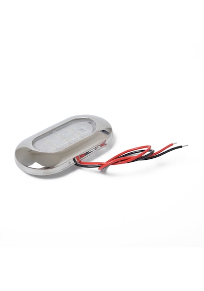2'li Tekne Merdiven Lambası. 12v. Krom Çerçeve. Beyaz. Aydınlatma Beyaz