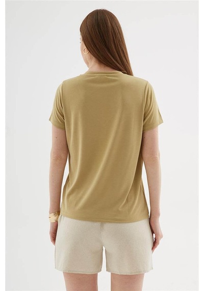 Fashion Friends V Yaka Yeşil Kadın Bluz 26y0144k1