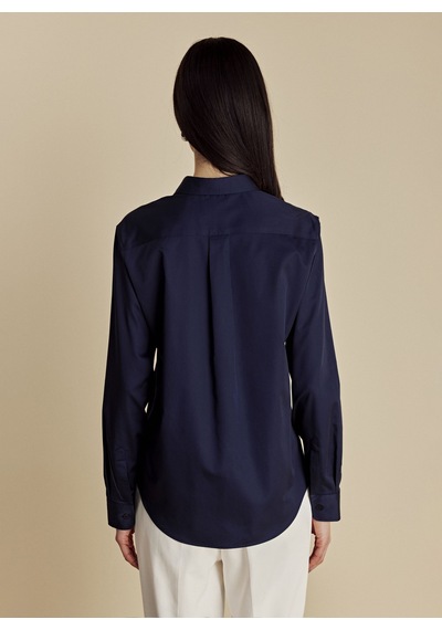 Brooks Brothers Lacivert Kadın Logo Baskılı Gömlek Bbss26fsh001