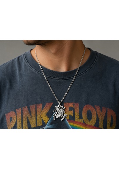 Pink Floyd Logolu Rock Müzik Kolyesi Retro Tasarım Özel Hediye Aksesuarı Çok renkli