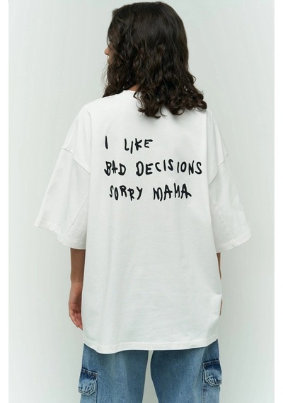 I Like Mama Beyaz Oversize Beyaz
