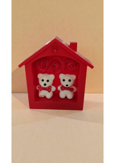 Sevgililer Gününe Özel Ayıcıklı Güllü Işıklı Ve Müzikli Biblo Boyut:17,5cm 12 Cm