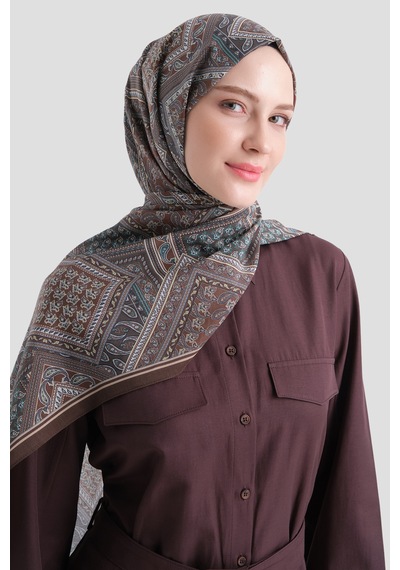 Armine Elegance Pamuk - İpek Şal As464 Kahverengi