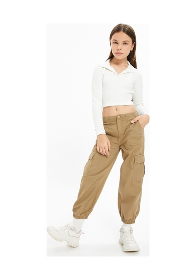 Koton Paraşüt Kot Pantolon Pamuklu Beli Lastikli Cepli - Parachute Jean Khakı 4wkg40027aw Haki