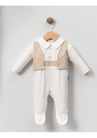 Lamato Baby Mevlütlük Yelekli Bebe Erkek Tulum Bej