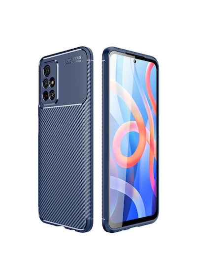 Xiaomi Poco M4 Pro 5g Kılıf Karbon Görünümlü Silikon Kamera Korumalı Üstün Koruma Pazarplus Lacivert
