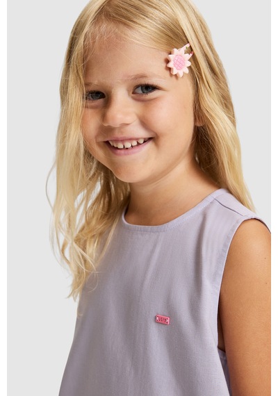 U.S. Polo Assn. Kız Çocuk Lila A Form Fit Bisiklet Yaka Kolsuz Dokuma Elbise 50324707-vr034
