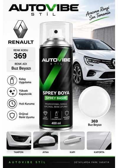 Renault 369 Buz Beyazı Sprey Boya - Sprey Basım