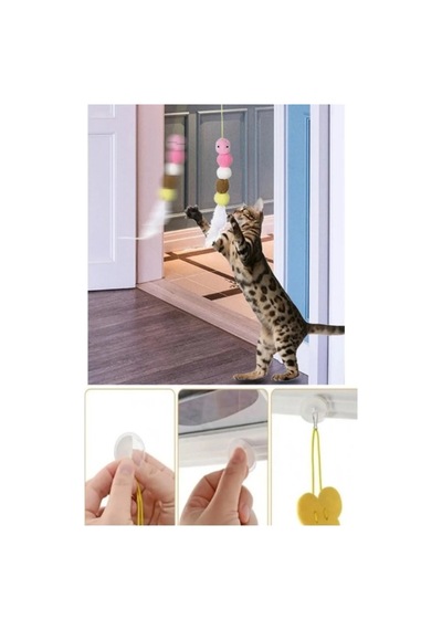 Elastik Kendinden Yapışkanlı Kedi Oyun Oltası, Esnek Eğlenceli Ve Eğitici Kedi Oyuncağı - Bgacmtkedi001