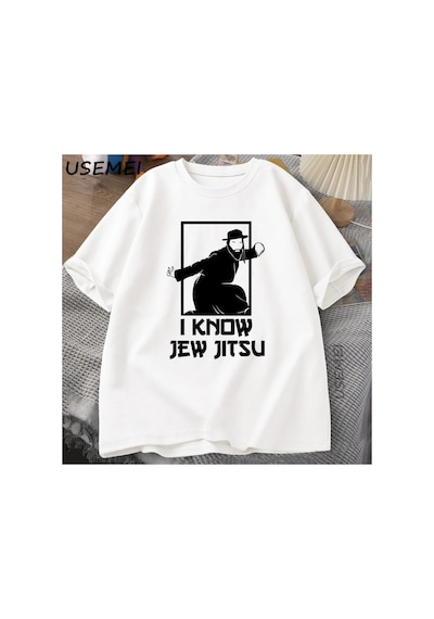 Tarzsokak Komik Yahudi Jitsu T-shirt Biliyorum Yahudi Jitsu Terkekler Rahat Pamuk Kısa Kollu Er 2842 Beyaz