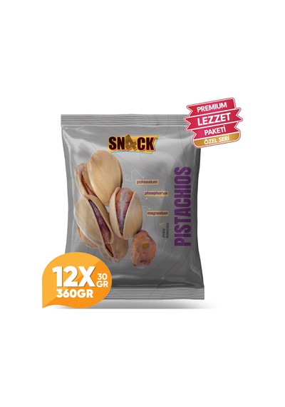 Snack Antep Fıstığı 12x30 Gr Premium Fırında Kavrulmuş Tuzsuz Atıştırmalık Paketi 360 Gr 360 G