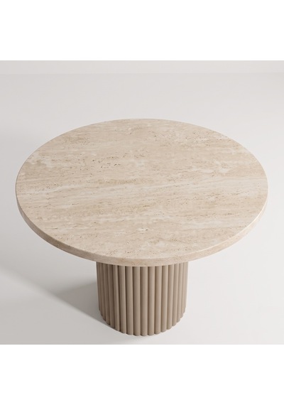 Lunera Traverten Yuvarlak Yemek Masası 120x120 Kapuçino