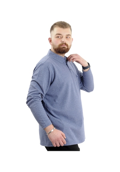 Mode Xl Büyük Beden Erkek Sweatshirt Polo Yaka Uzun Kol Waffle 23449 İndigo İndigo