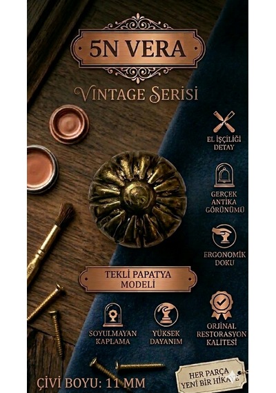 Vintage Eskitme Papatya Kabara Raptiye Hobi, Kendin Yap Ve Ahşap Dekor Çivisi 200 Adet 110 MM
