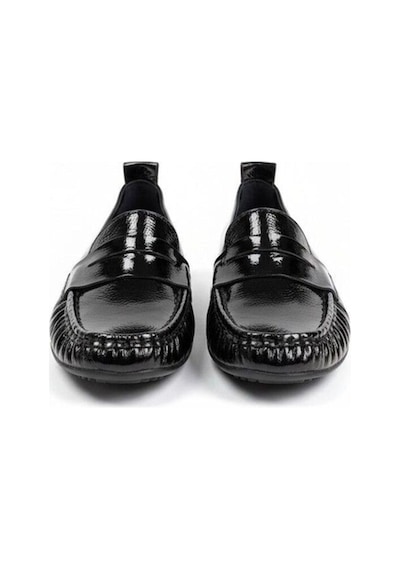 Ne&ve Shoes Siyah Rugan Deri Astarsız Esnek Kadın Günlük Şık Ve Rahat Loafer