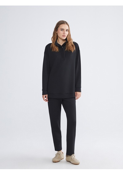 Lcw Everyday Siyah Dik Yaka Kadın Sweatshirt Tunik