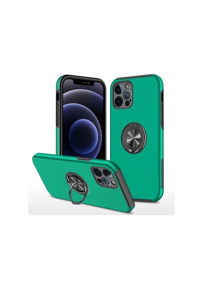 Apple İphone 12 Pro Max Kılıf Elit Yüzüklü Kapak - Yeşil Çok Renkli