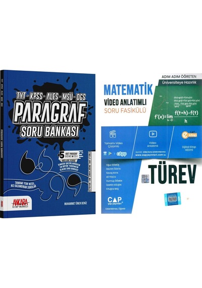 Çap Yayınları Türev Ve Ankara Kitap Merkezi Paragraf Soru Bankası Seti 2 Kitap