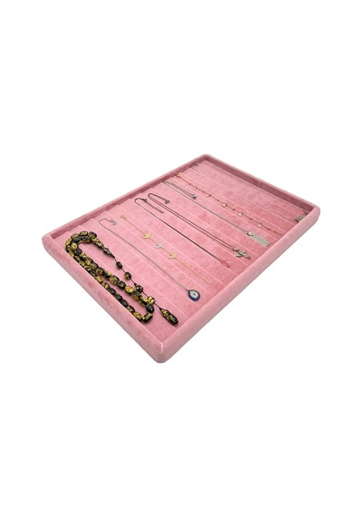 Tesbih Bileklik Kolye Tablası Pembe Kadife
