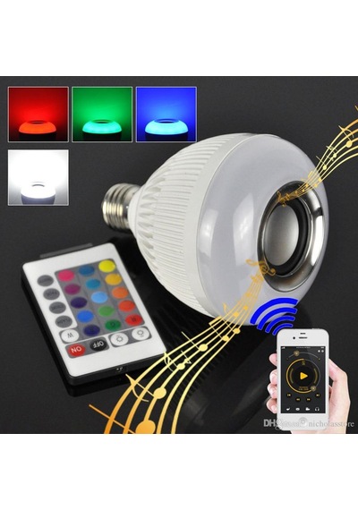 Bluetooth Hoparlör Led Ampül Beyaz Lamba Ve Rgb 16 Renkli Ampul Çok Renkli