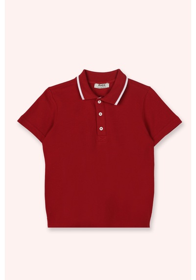 Panço Erkek Çocuk Kısa Kollu Kırmızı Polo Yaka Tişört