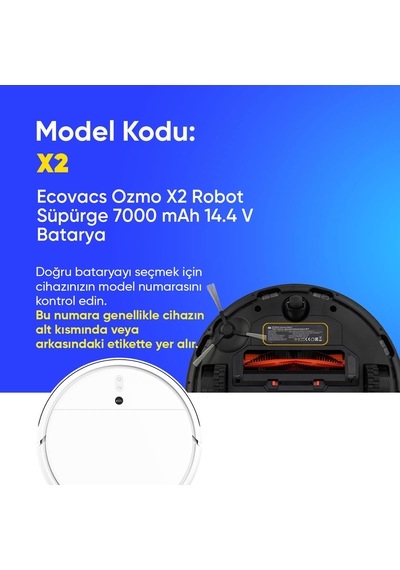 Ecovacs Ozmo X2 Robot Süpürge 7000 Mah 14.4 V Batarya  Uyumlu Uzun Ömürlü, Yüksek Performans Pil